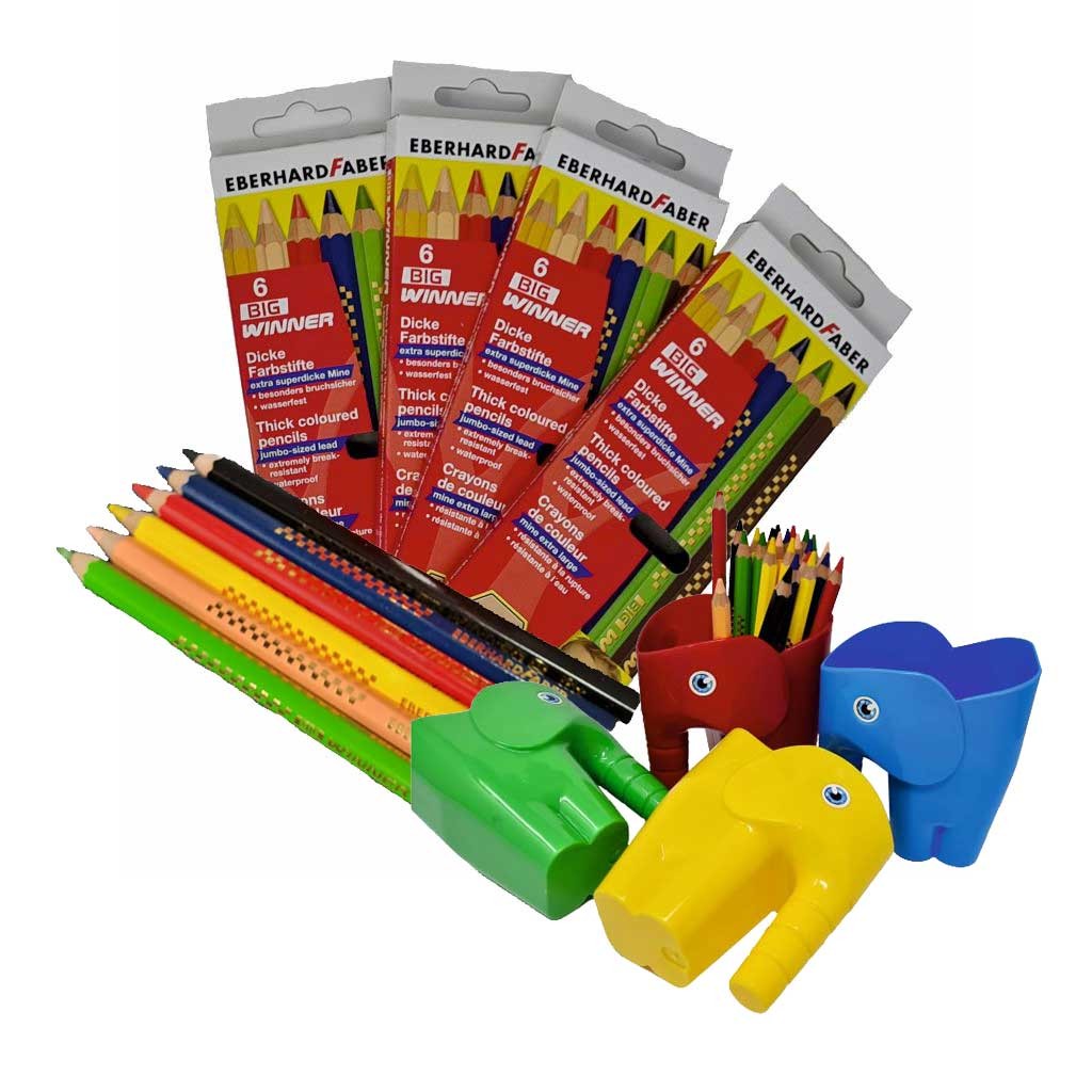 Elefantenfamilie incl. 96 Big Winner Stifte