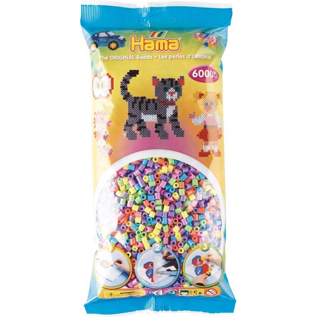 Beutel mit ca. 6.000 HAMA-Perlen, Pastell-Mix