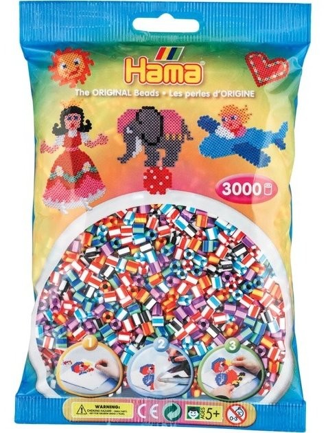 Perlenbeutel 3.000 Stk. gestreift gelb/rot lila/pink hellblau/pastellgrün
