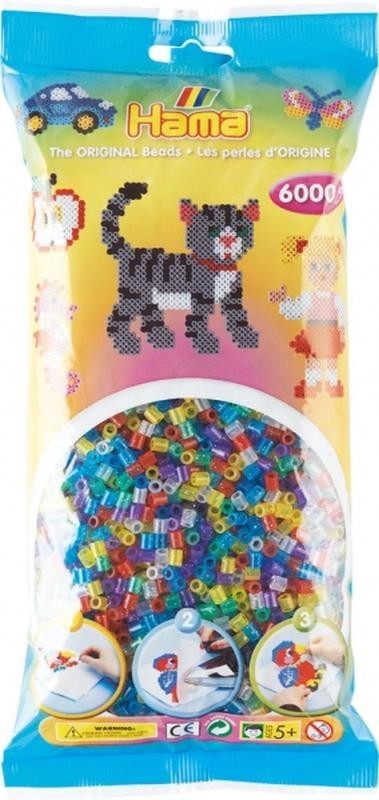 Beutel mit ca. 6.000 HAMA-Perlen, Glitter