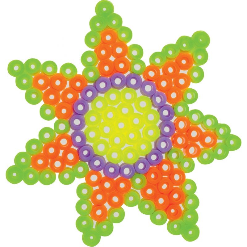 Bügelperlen Starter Set FLOWER (Blume) incl. 1x Stiftplatte, 220x Perlen, 1x Pinzette