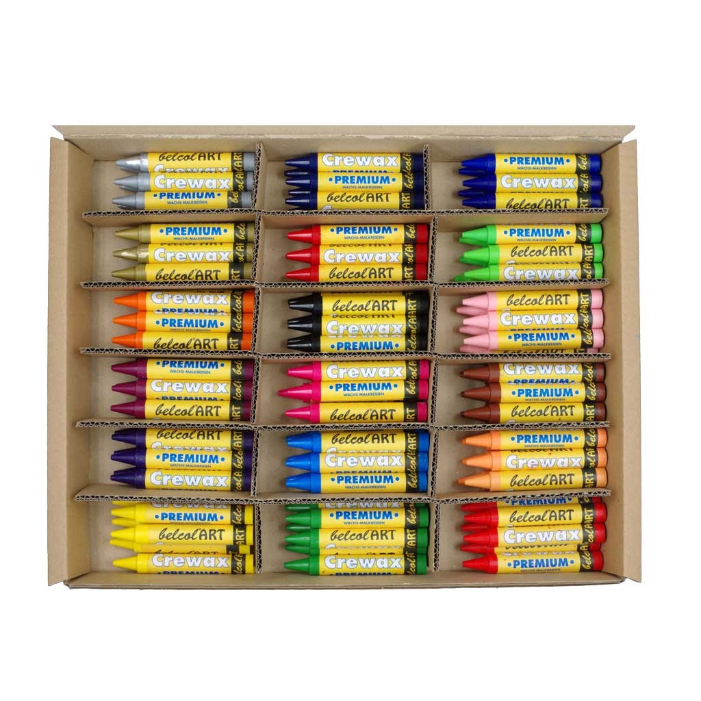 belcolART CREWAX PREMIUM 108er Sortiment 18 sortierte Farben in der Kartonbox