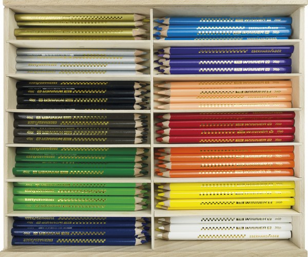 114 Farbstifte Tri WINNER in 14 Farben im Holzköcher von Eberhard Faber