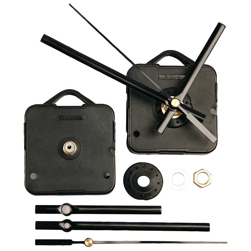 Mechanisches Uhrwerk, Plattenstärke max. 10mm, Schwarz, 1Set