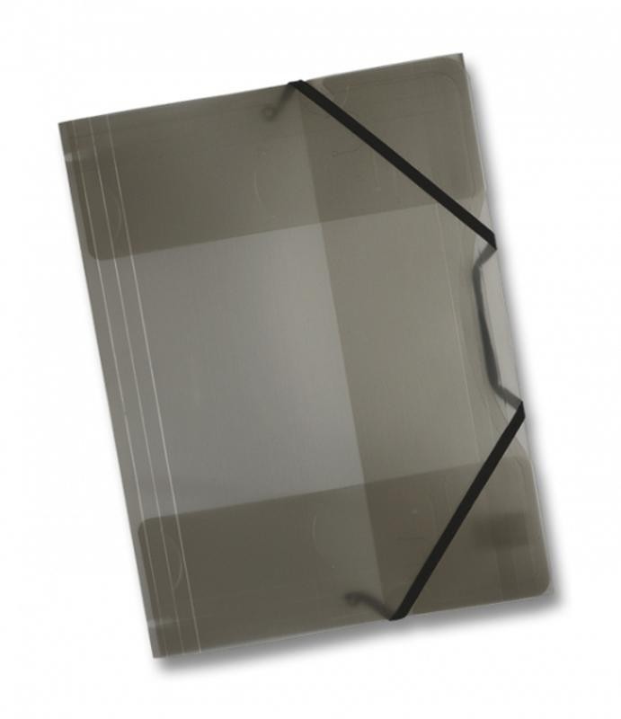 10 x Sammelmappe aus Kunststoff, DIN A4 mit Gummiband, anthrazit transparent