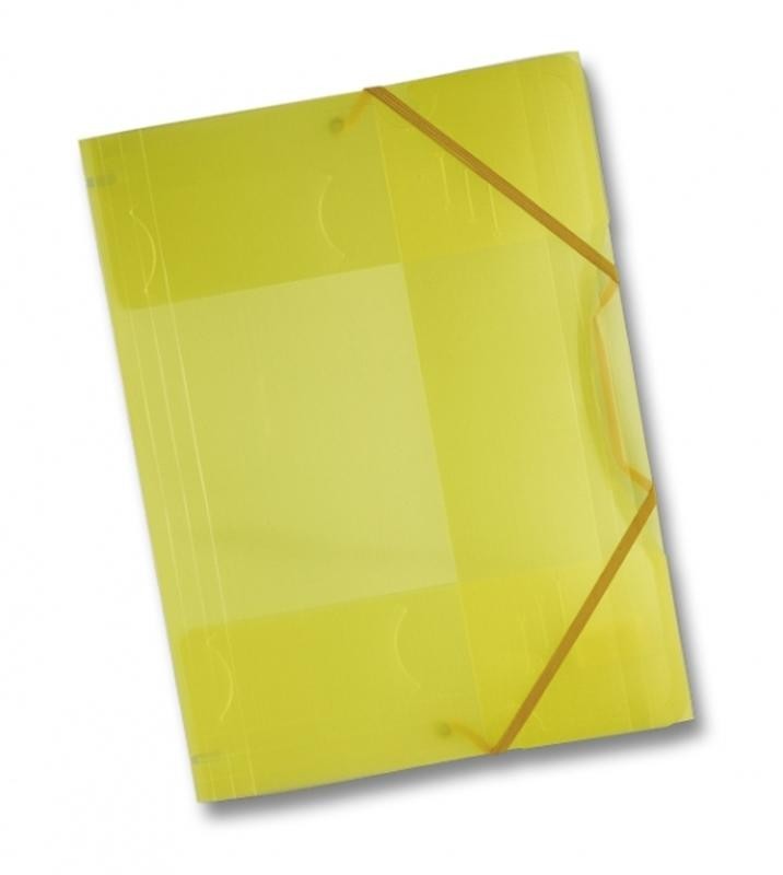10 x Sammelmappe aus Kunststoff, DIN A4 mit Gummiband, gelb transparent