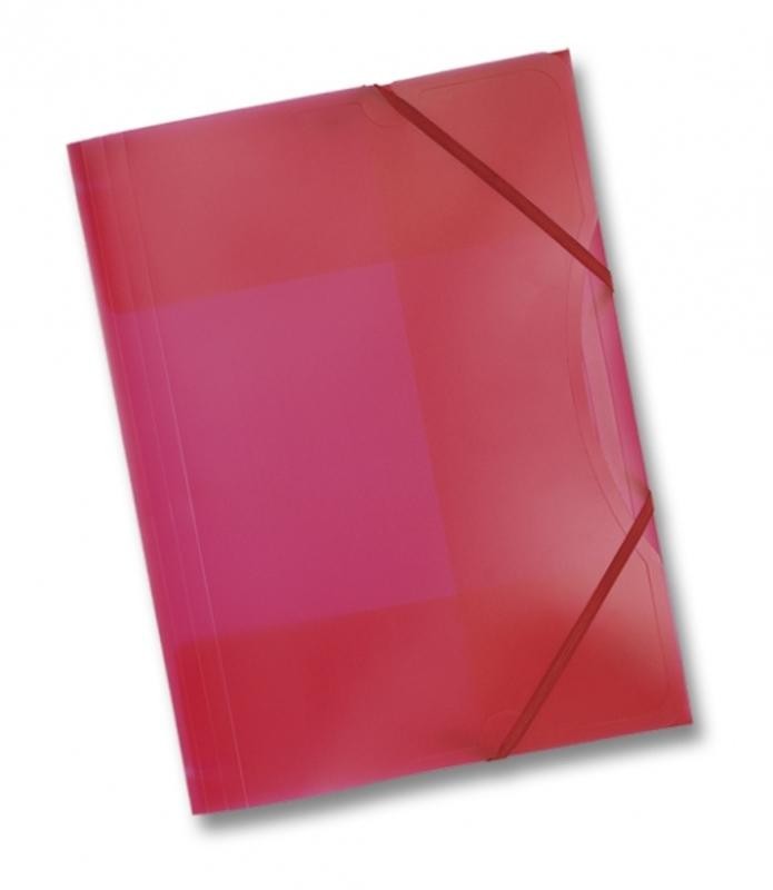 10 x Sammelmappe aus Kunststoff, DIN A4 mit Gummiband, rot transparent