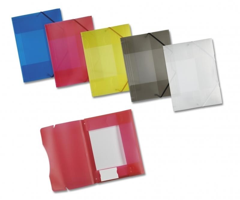 10 x Sammelmappe aus Kunststoff, DIN A4 mit Gummiband, farbig sortiert transp.