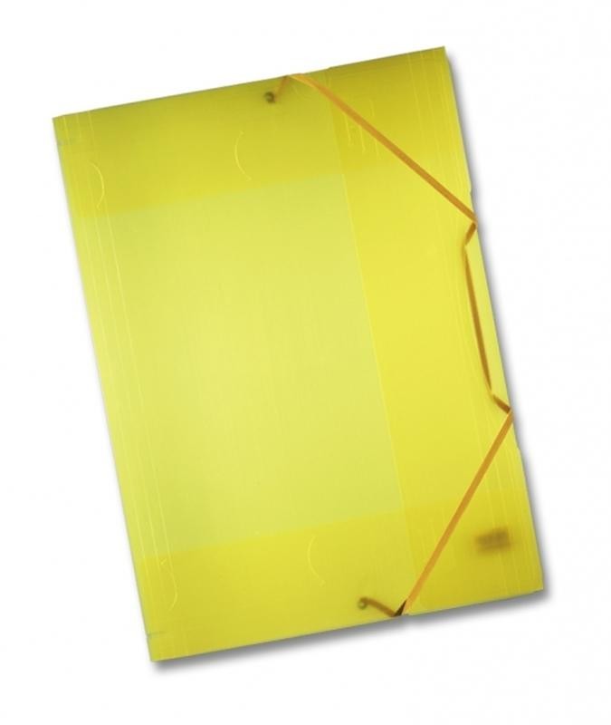 10 x Sammelmappe aus Kunststoff, DIN A3 mit Gummiband, gelb transparent