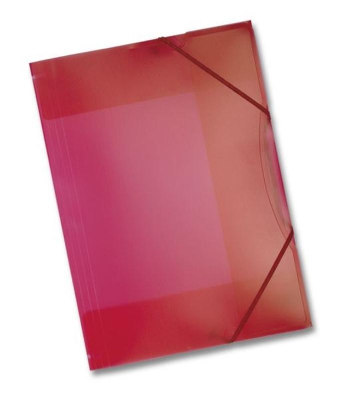 10 x Sammelmappe aus Kunststoff, DIN A3 mit Gummiband, rot transparent