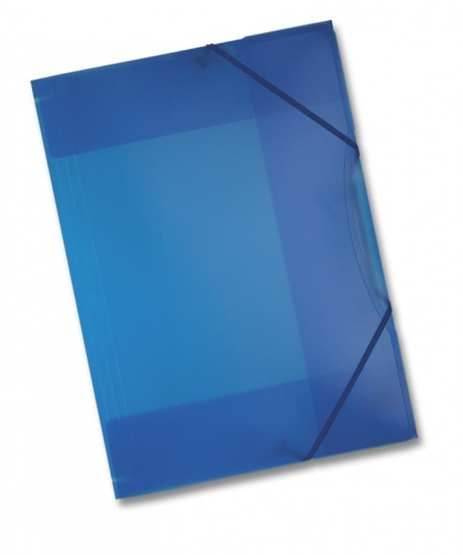 10 x Sammelmappe aus Kunststoff, DIN A3 mit Gummiband, blau transparent