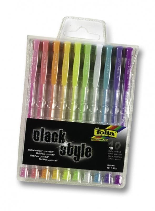 Black Style, pastell" 10 Gelschreiber, farbig sortiert"