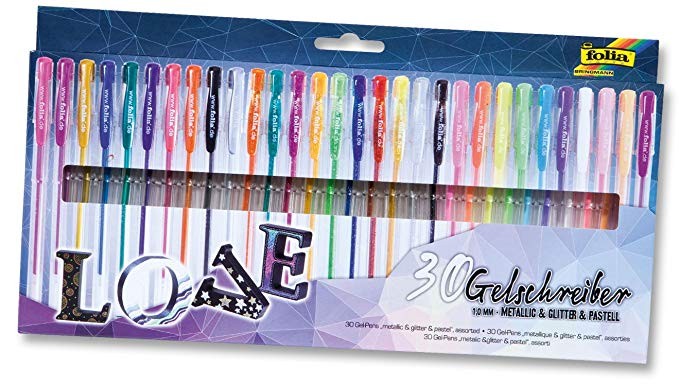 Black Style, metallic/pastell/glitter 30 Gelschreiber, farbig sortiert