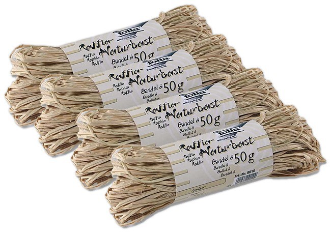 Raffia-Naturbast, 4 Bündel à 50g natur