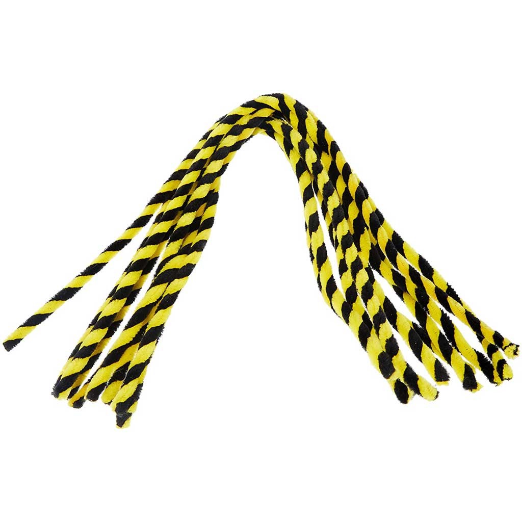 Chenilledraht, 50cm lang, Ø 8mm schwarz/gelb gestreift