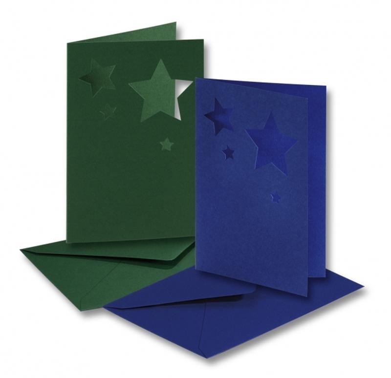 Doppelkarten 5er-Set, 10,8x15,5 cm Motivstanzung Sterne Einzelfarben