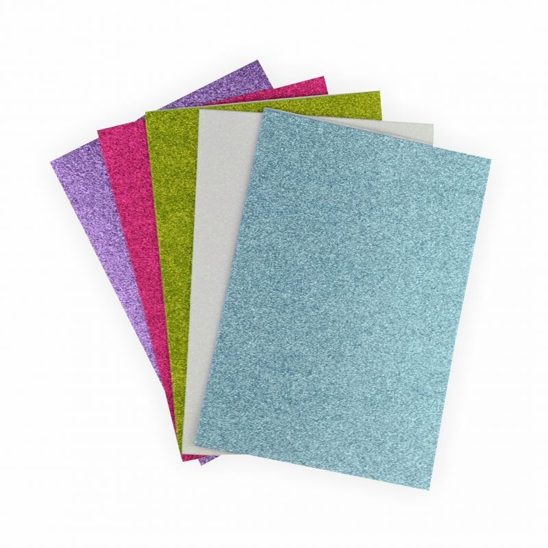 Glitter-Moosgummi, A4, 10 Bogen pro Farbe selbstklebend