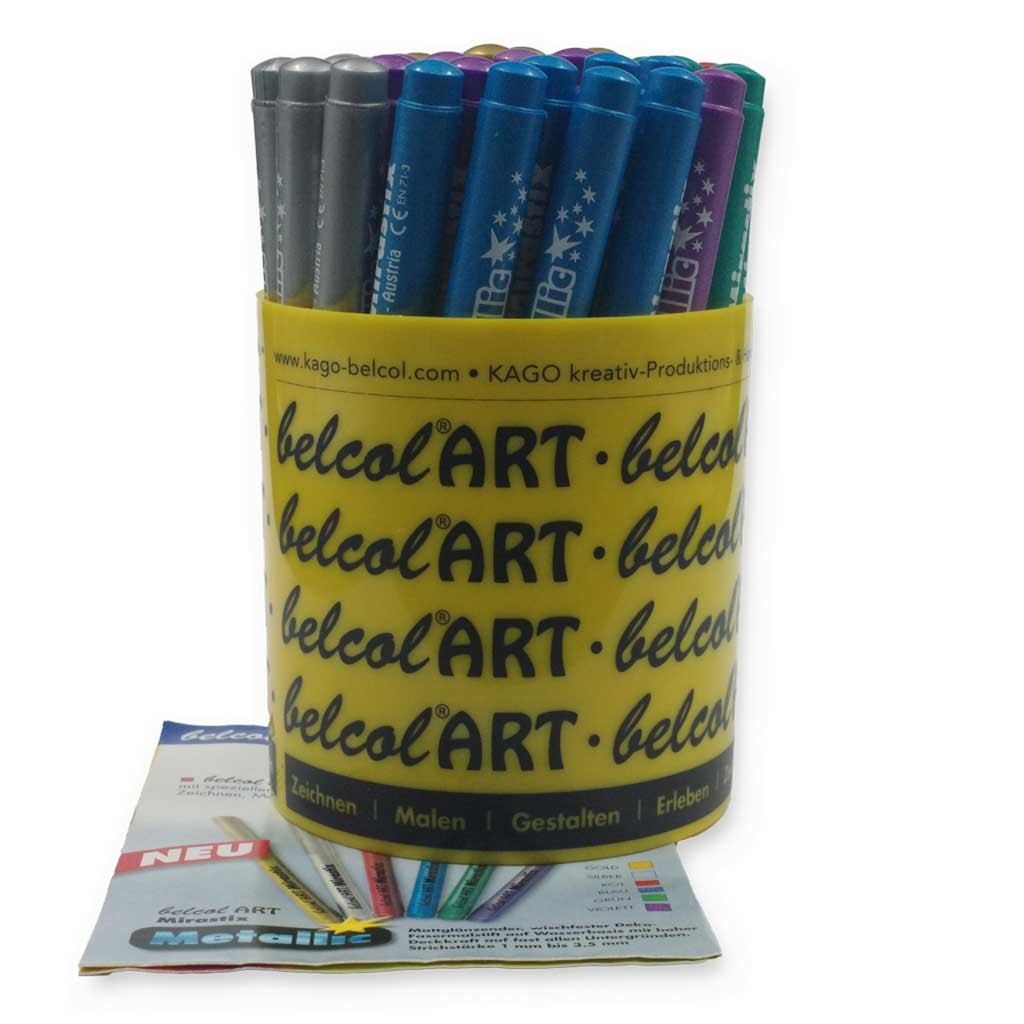 belcolART Mirastix Metallic in der Runddose 42 Stifte in 6 Farben