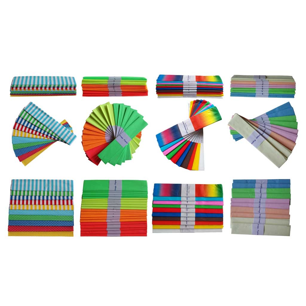 Krepp-Papier Sparpaket 180 Rollen !!! 50cm breit, 250cm lang, Einzelfarben und Motive
