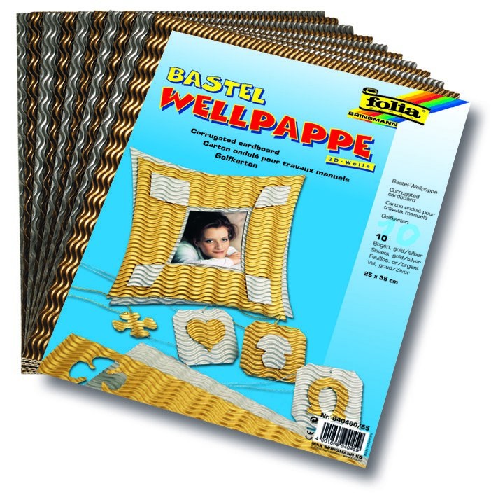 3D-Wellpappe, 25x35cm, 10 Blatt gold und silber sortiert