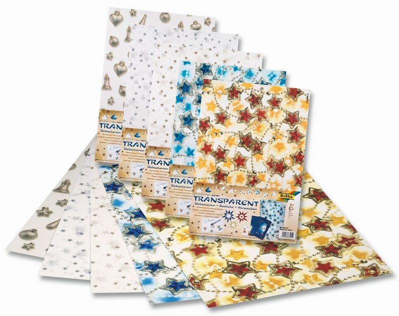 Transparentpapier 115g/m², 23x33cm 5 Blatt, Sterne gold""