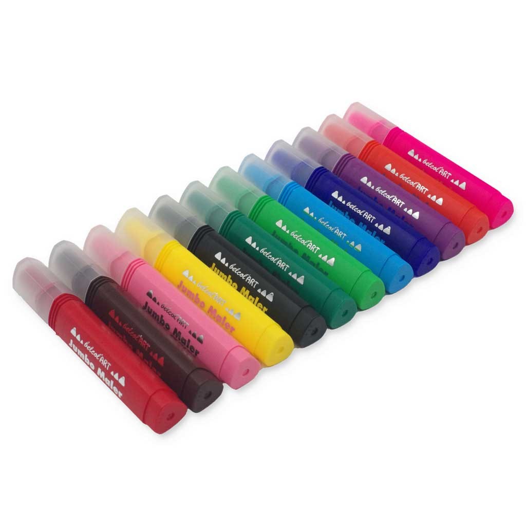 belcolART 3-kant Fasermaler 12 Farben in der Runddose Made in Austria