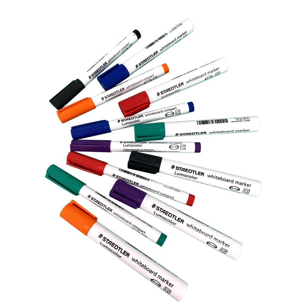 Lumocolor whiteboard pen von Staedtler Box mit 6 sortierten Farben Keilspitze 2-5 mm