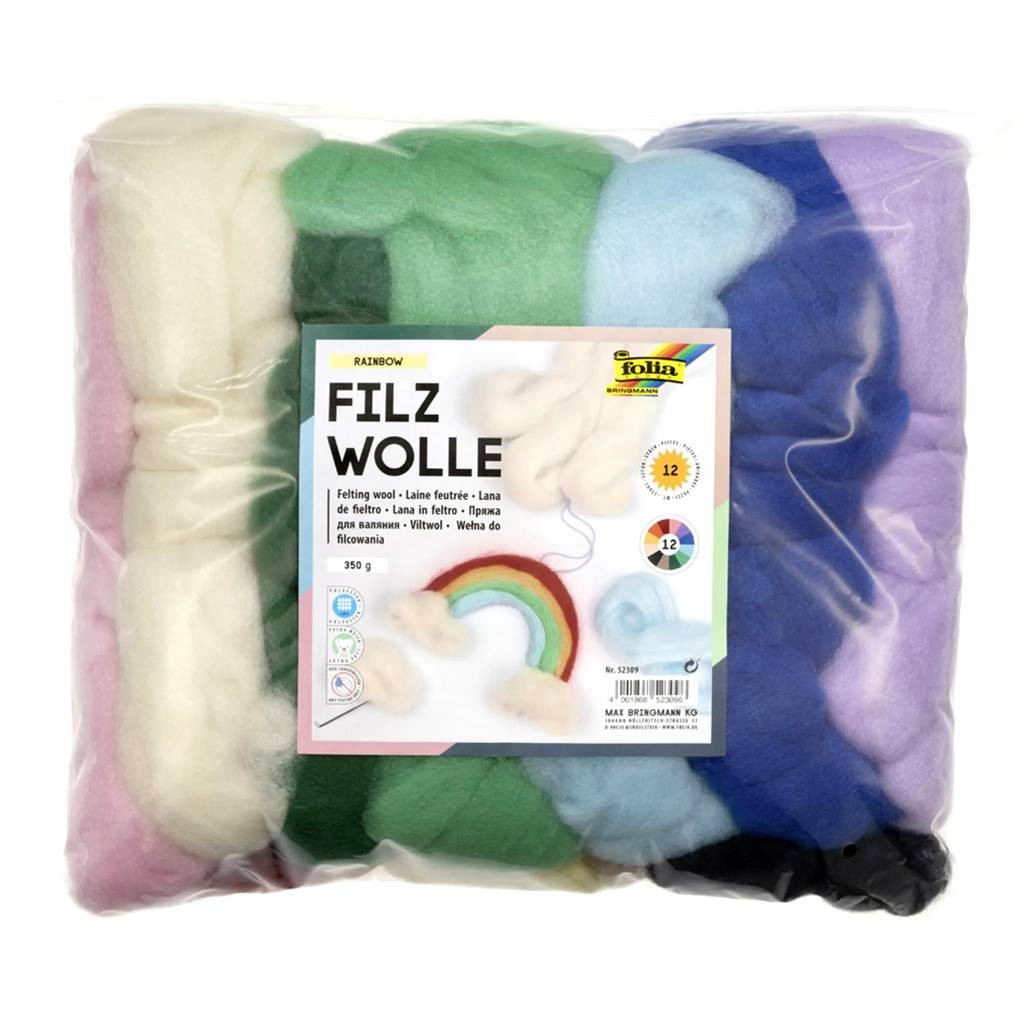 Filzwolle RAINBOW, 350g 12 Bündel in 12 Farben sortiert