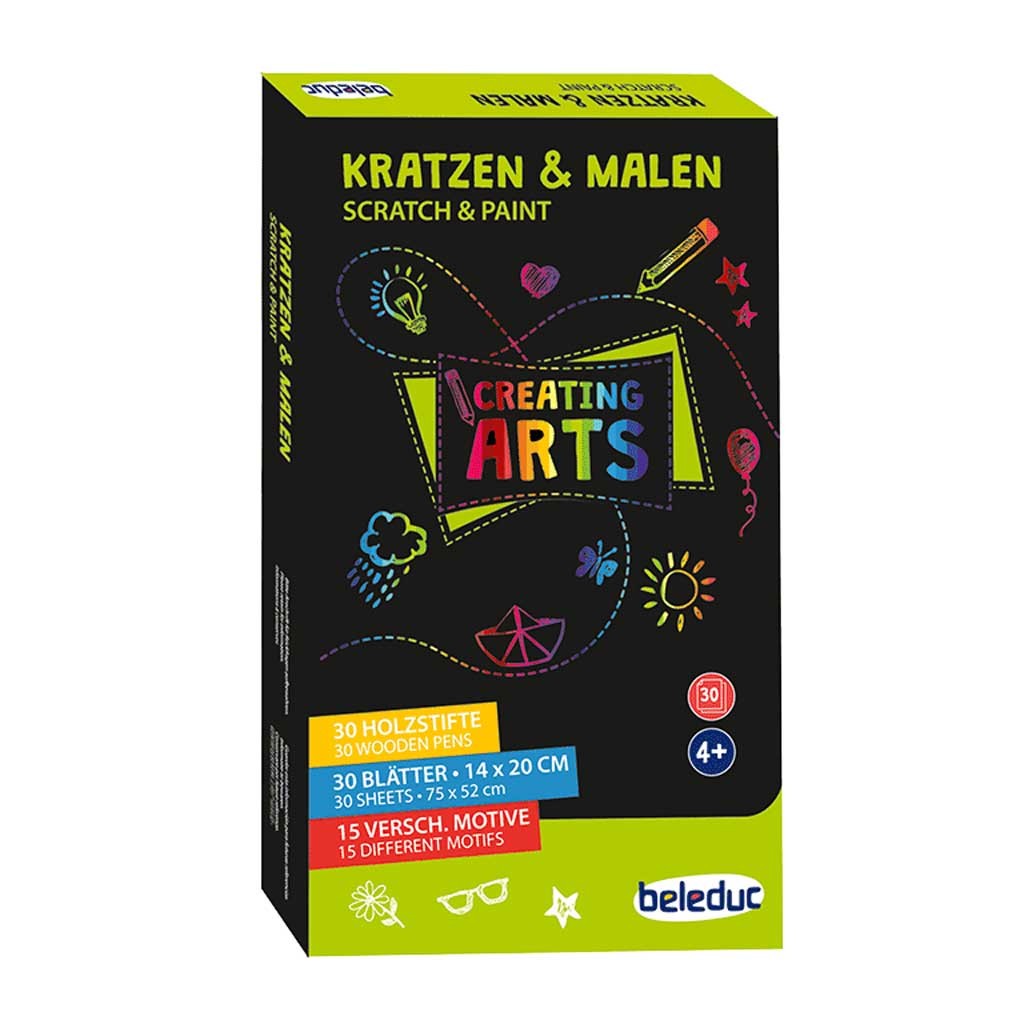 Kratzpostkarten, 30er Set 15 verschiedene Motive, 14 x 20 cm