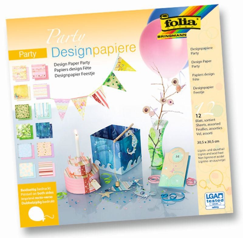 Designpapier Motiv Party" 5 Bogen 190g/m², 30,5x30,5 cm"