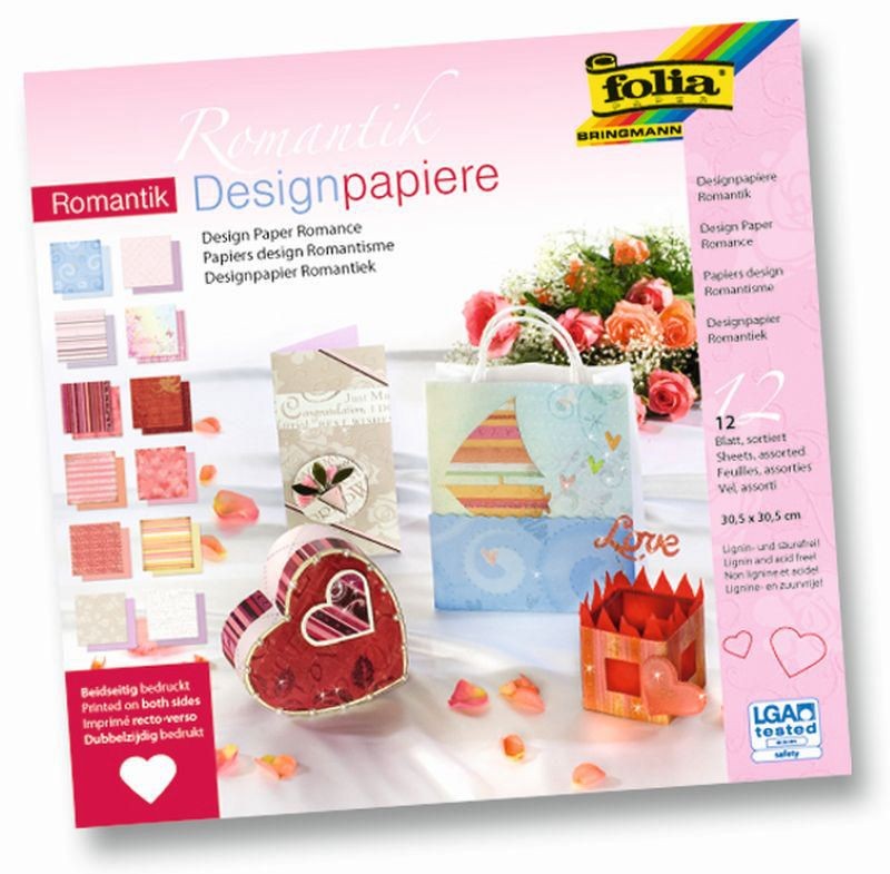Designpapier Motiv Romantik" 5 Bogen 190g/m², 30,5x30,5 cm"