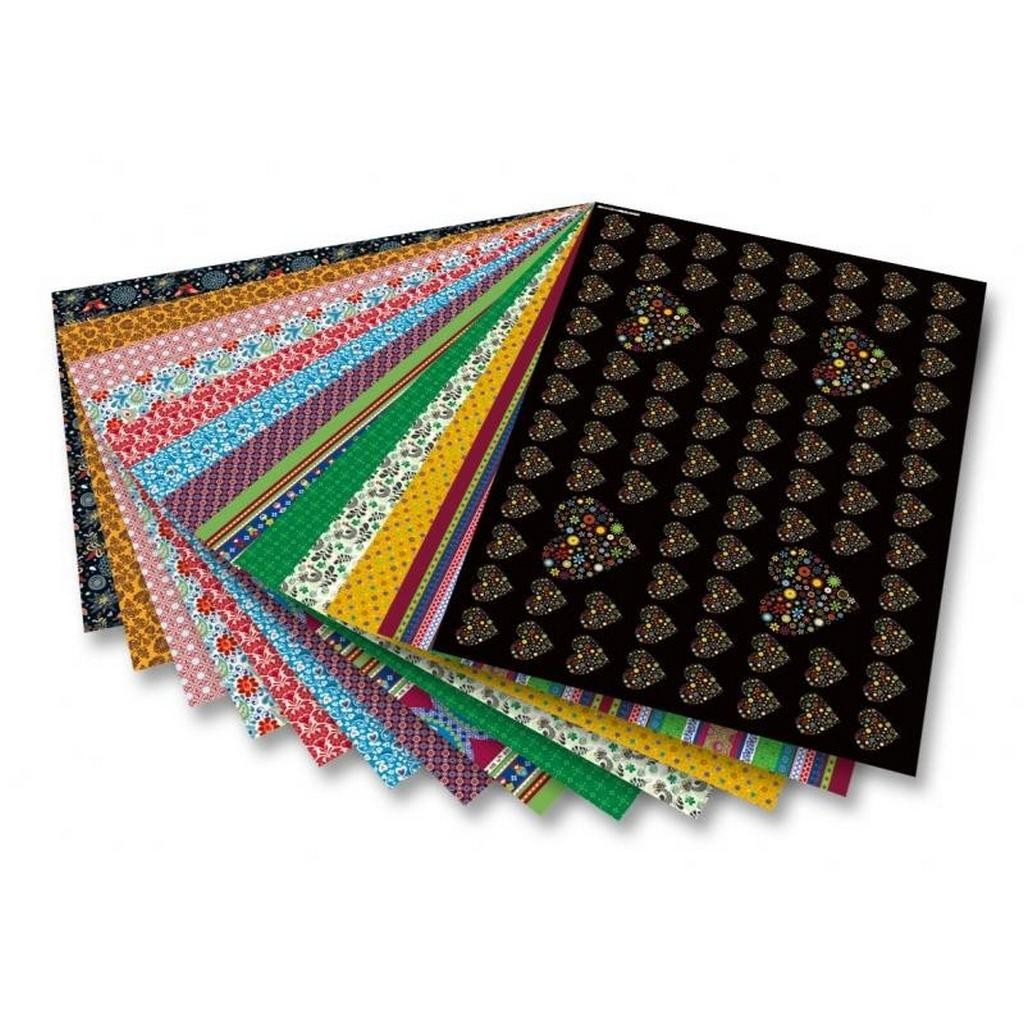 Motivkarton 270g/m², 50x70cm, 13 Bogen FOLKLORE sortiert