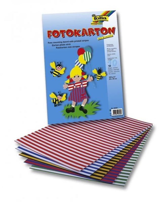 Fotokarton mit Streifen 300g/m², 50x70cm 10 Bogen, farbig sortiert