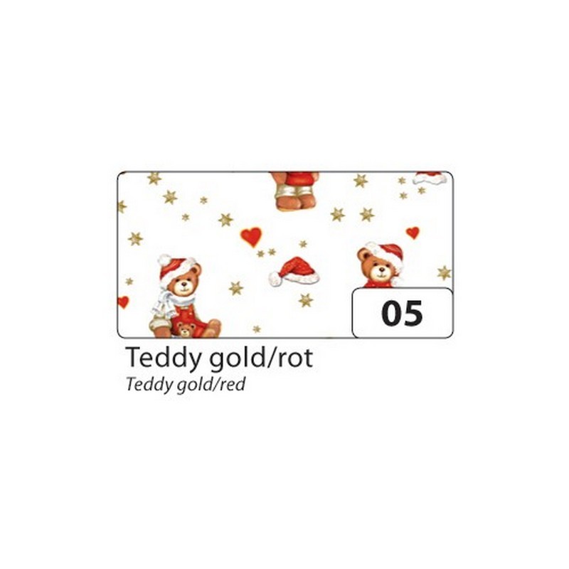 Motivkarton 270g/m², 50x70cm, 10 Bogen Teddy gold/rot""