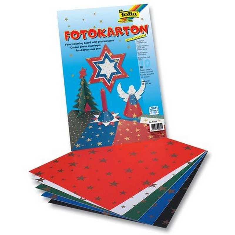 Fotokarton mit Sternen 300g/m², 50x70cm 10 Bogen, farbig sortiert