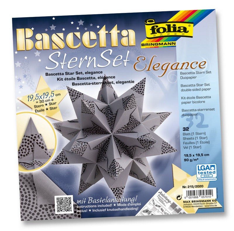 Bascetta-Stern Set, 9,5x9,5cm, 32 Blatt Designp. Premium, PEARLS anthrazit