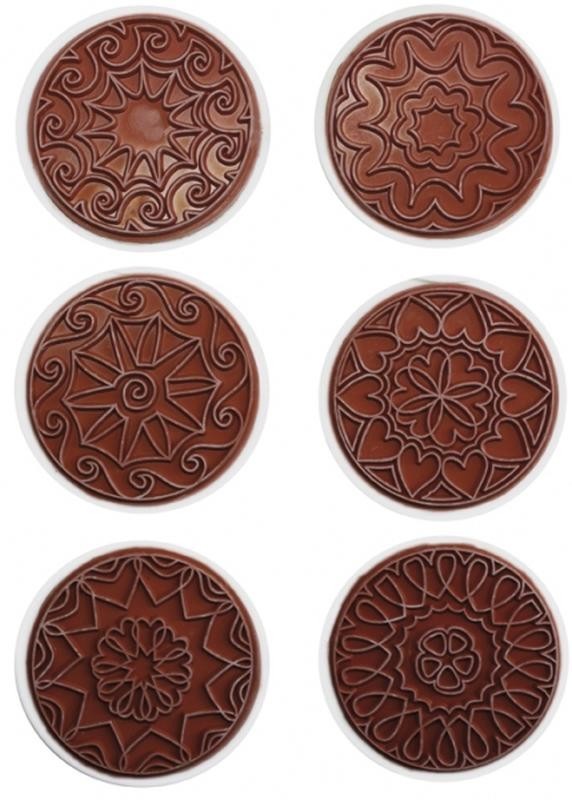 Mandalastempel Motive 6-teilig Griff Kunststoff Stempelfläche Gummi Ø 7,5 cm 4cm