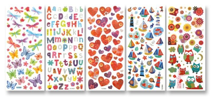 Glitzer-Sticker ''''''''Dekozauber'''''''' ca.10x23cm, 5 Blatt, Motive sortiert