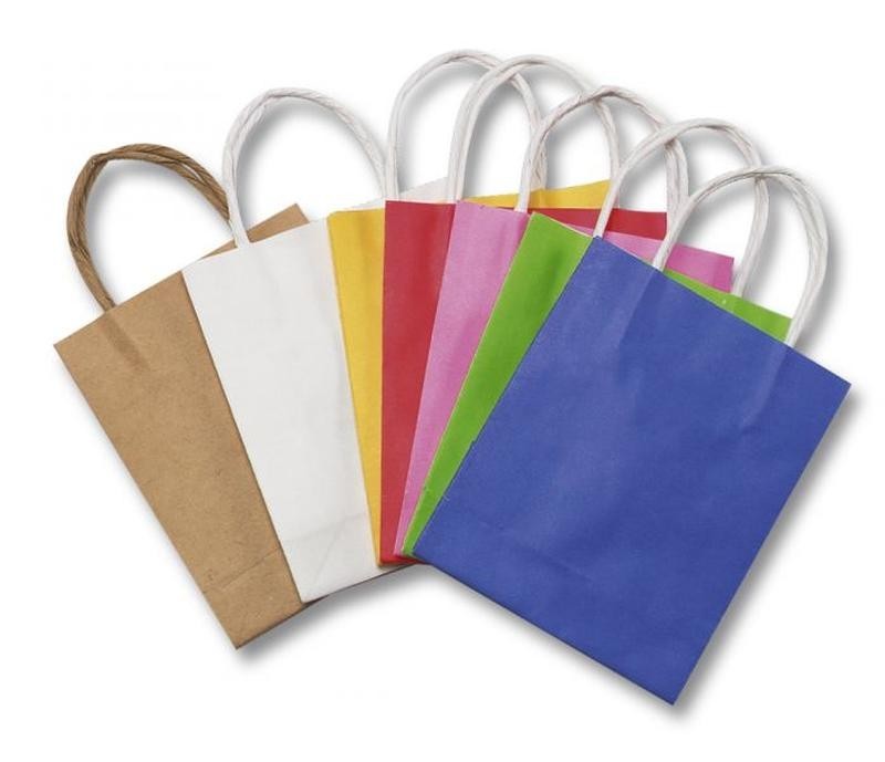 Papiertüten aus 110g/m² Kraftpapier 20 Stück, 12x5,5x15cm, farbig sortiert