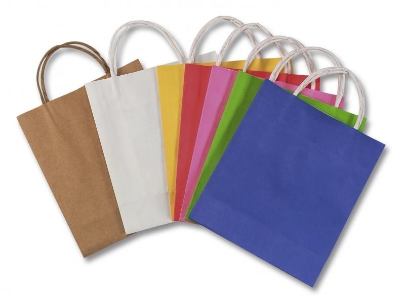 Papiertüten aus 110g/m² Kraftpapier 20 Stück, 18x8x21cm, farbig sortiert