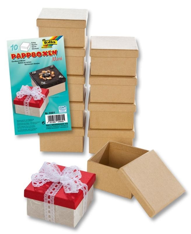 Pappboxen Mini, 10 Stück ECKIG, 7,5x7,5x4,5 cm, natur