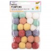 Woll-Pompons PASTELL 24 Stück in 6 Farben sortiert